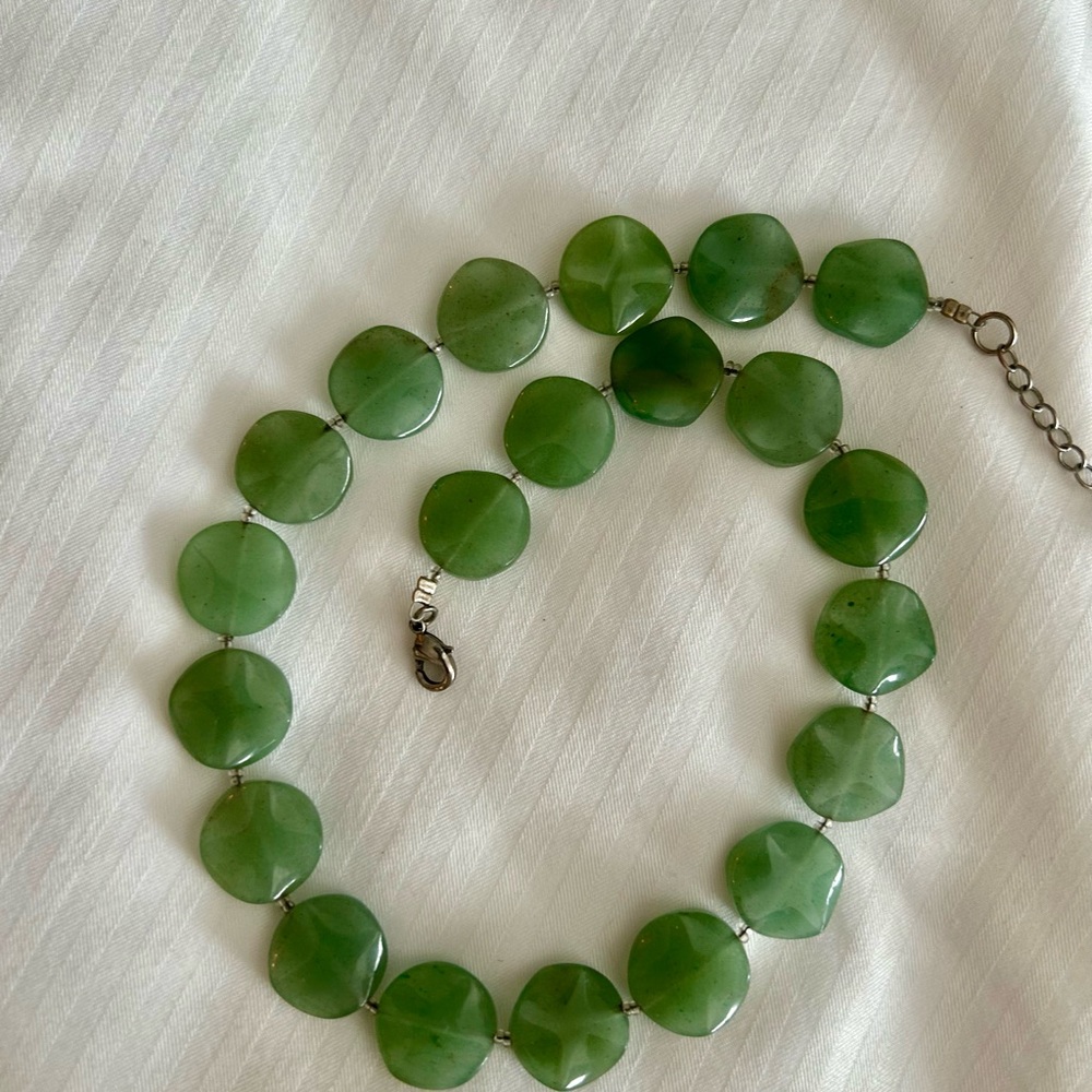 Green aventurine circle Beaded Necklace